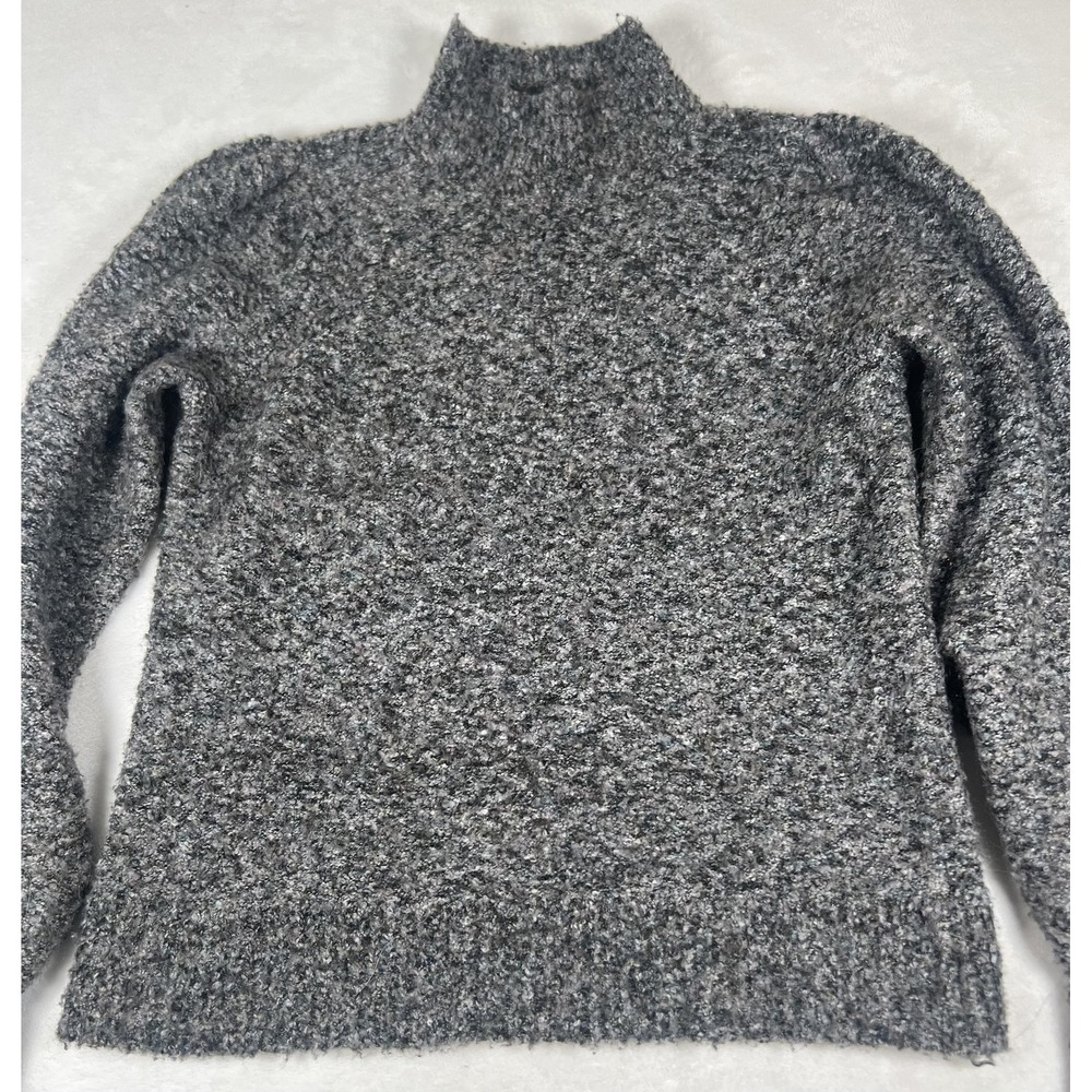 Marled Reunited Clothing Sweater Womens Medium Gray Mock Neck Boucle Soft Knit